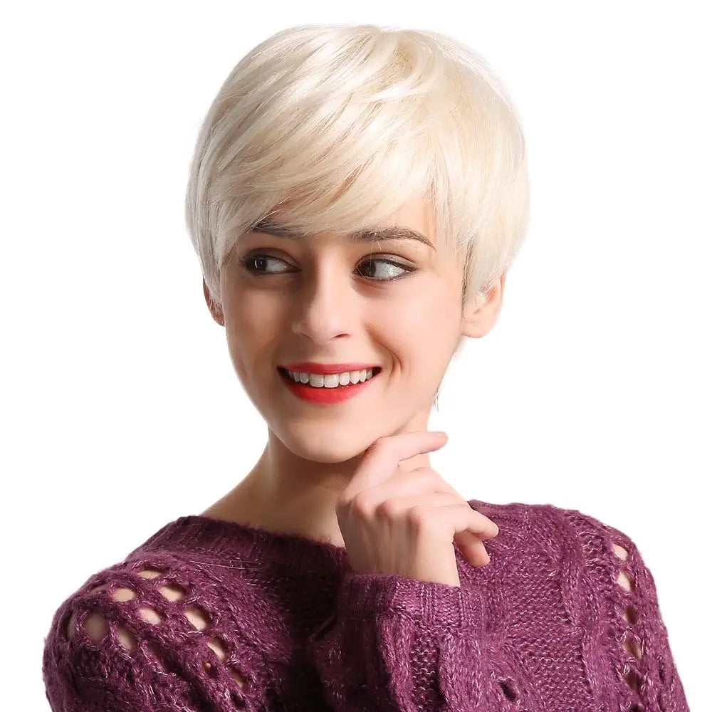 Blonde pixie human hair clearance wig