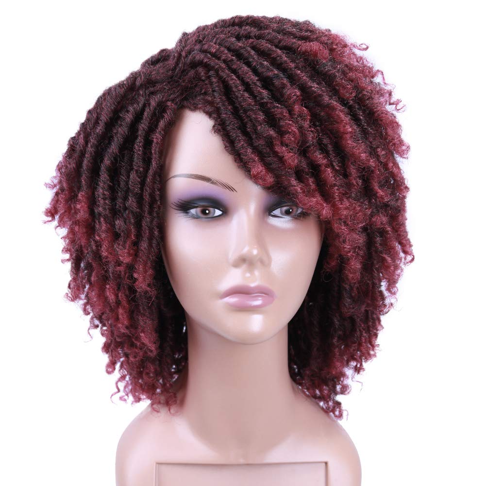 red dreads short wig  Our Dreadlock Wig Short Twist Wig is perfect for a natural, stylish look. This lightweight wig features a beautiful twist style and is made of premium heat resistant synthetic fibers. The breathable cap provides superior comfort and an adjustable strap ensures a secure fit. Our Dreadlock Wig Short Twist Wig is perfect for any occasion.