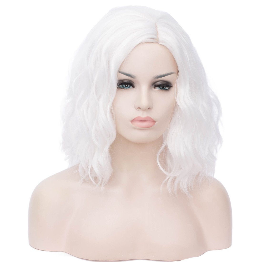white wig snow white short wig HAIR Synthetic Curly Bob Wig with Bangs Short Bob Wavy Hair Wigs Wine Red Color Wigs for Women Bob Style Synthetic Heat Resistant Bob Wigs.