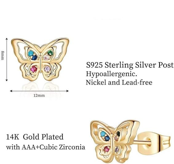 Stud-Butterfly Huggie Hoop Earrings