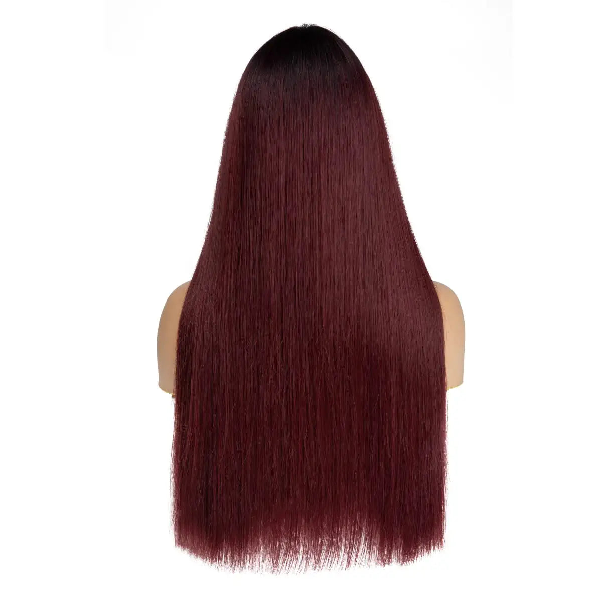 Ombre Red Wig -Black Roots Wine Red Lace Front Wig