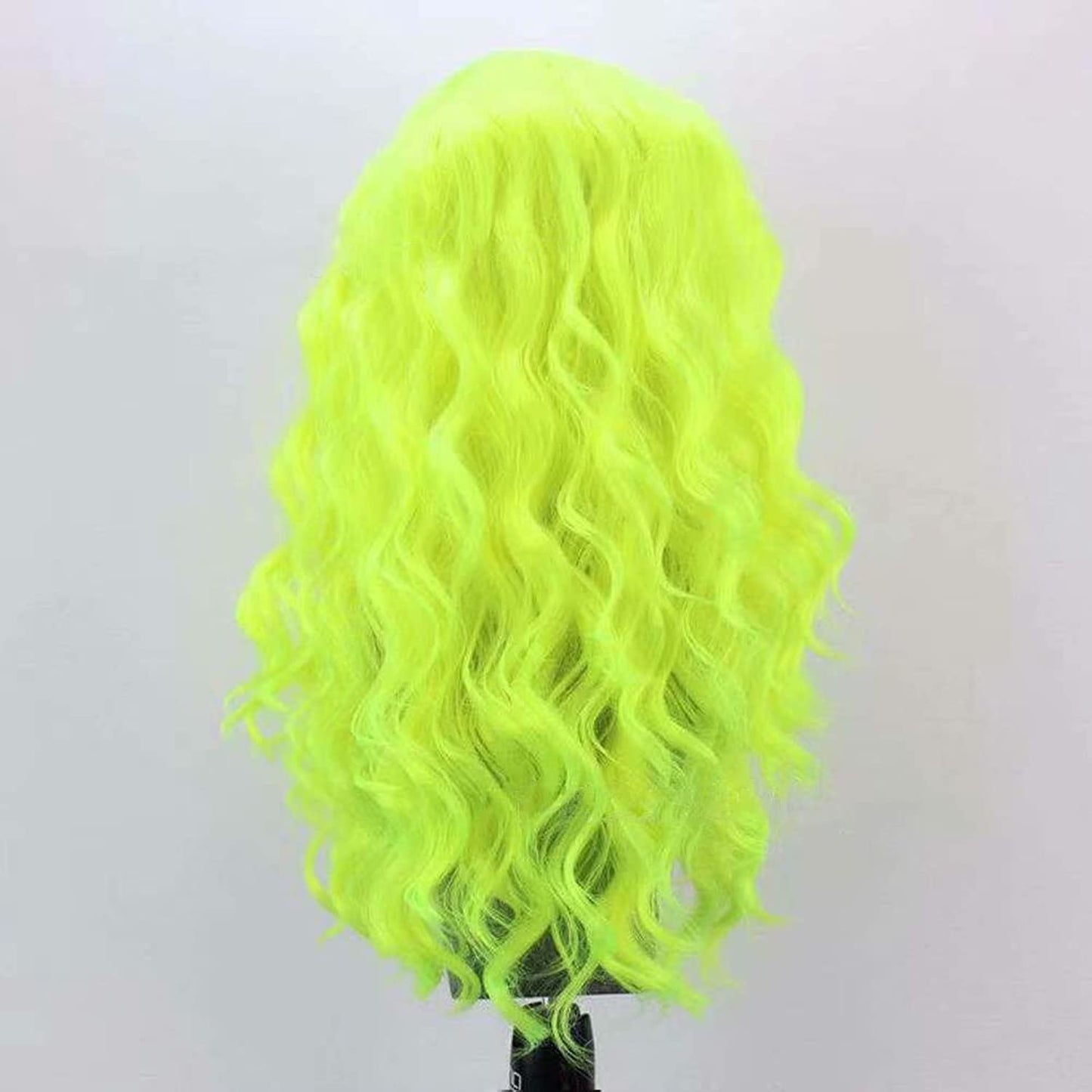 Fluorescent Bright Green Lace Front Wig, LONG CURLY neon hair wig