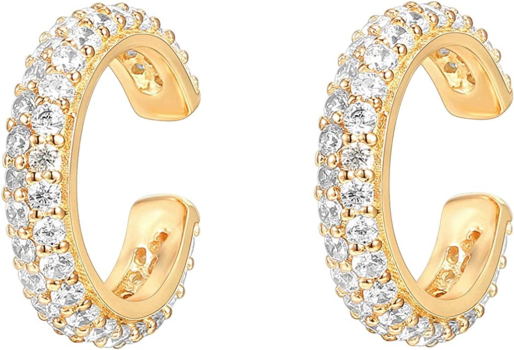 14k Yellow Gold Diamond Pave Earrings