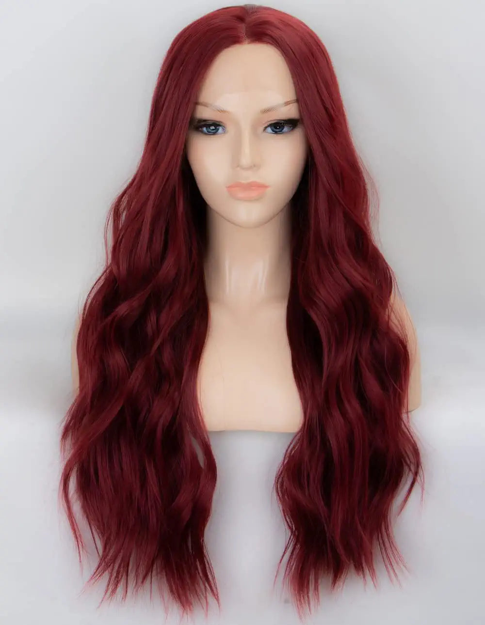 Burgundy Middle Parting Wavy Lace Wig