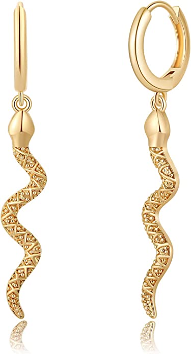 Snake Gold Huggie Hoop Earrings
