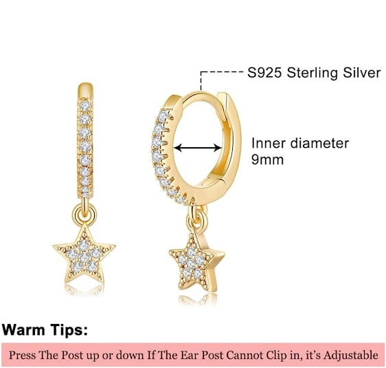 Star-Gold Huggie Hoop Earrings