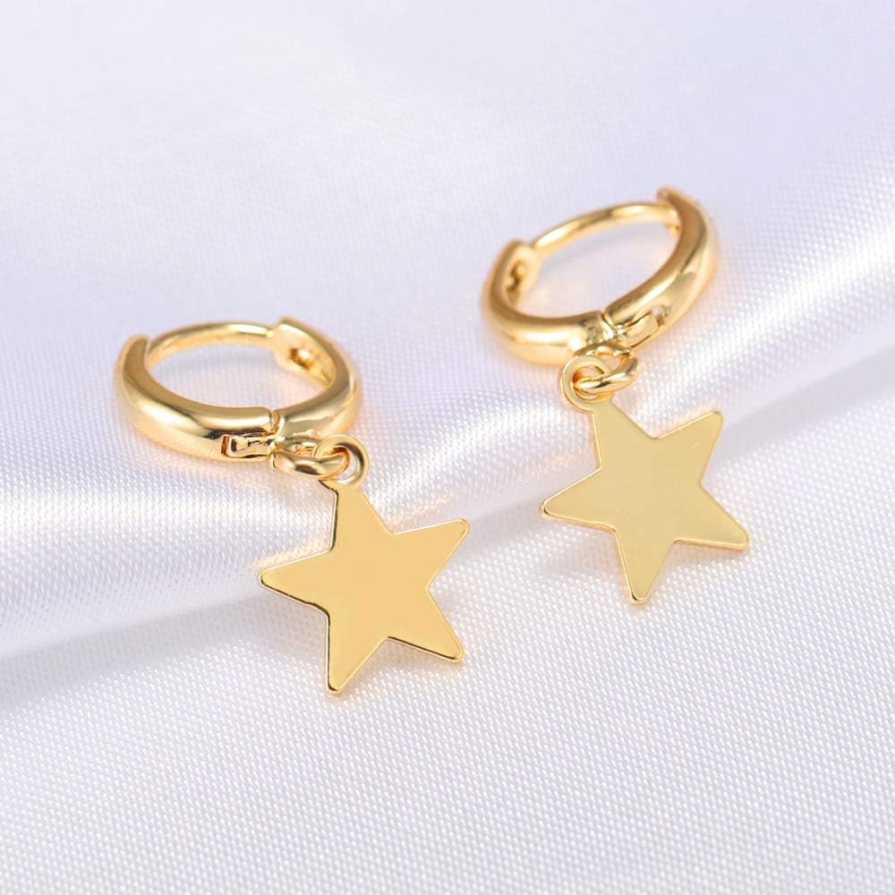 Star Gold Plated Small Dangle Earrings