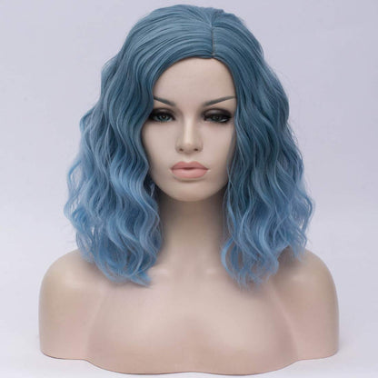 short wig cosplay wig wigs for white women HAIR Synthetic Curly Bob Wig with Bangs Short Bob Wavy Hair Wigs Wine Red Color Wigs for Women Bob Style Synthetic Heat Resistant Bob Wigs.
