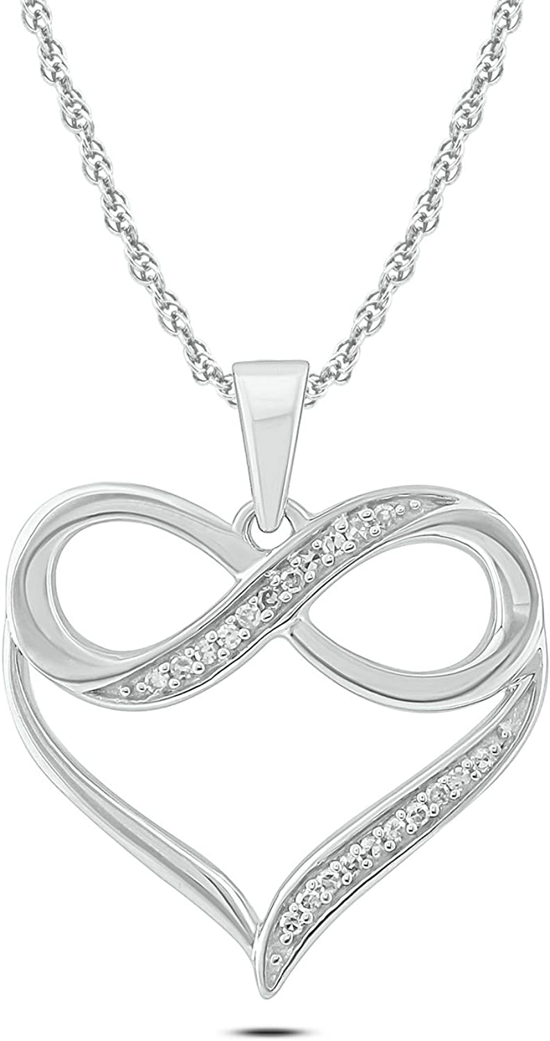 10Karat White Gold Infinity Diamond Necklace For Women