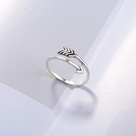 Punk Hip Hop Arrow Ring Finger Chain Adjustable 925 Sterling Silver Jewelry Gift Women's Gothic Ring Gift