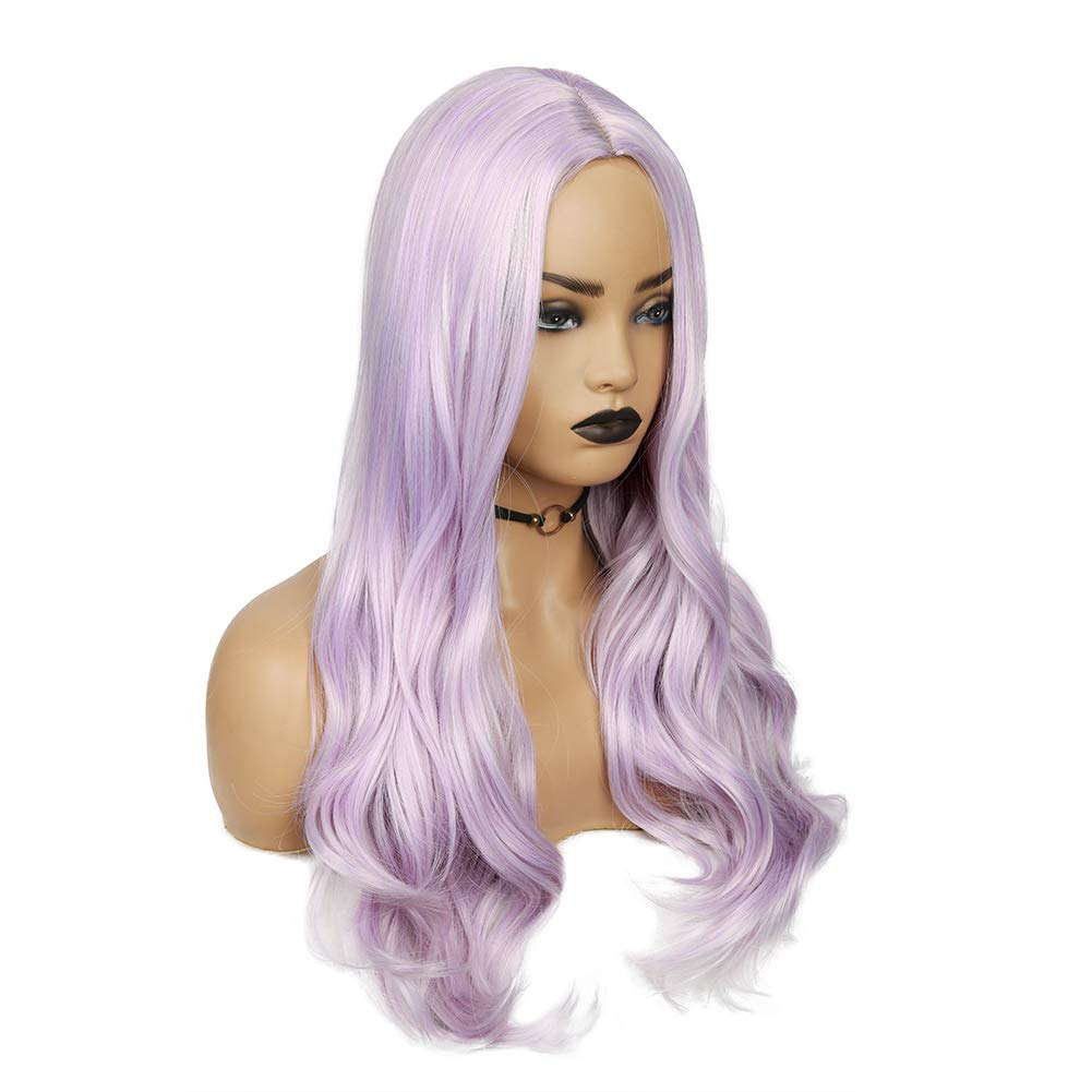 Long Light purple Wavy Wigs for Women