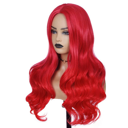 Bright Red Long Wavy Wigs