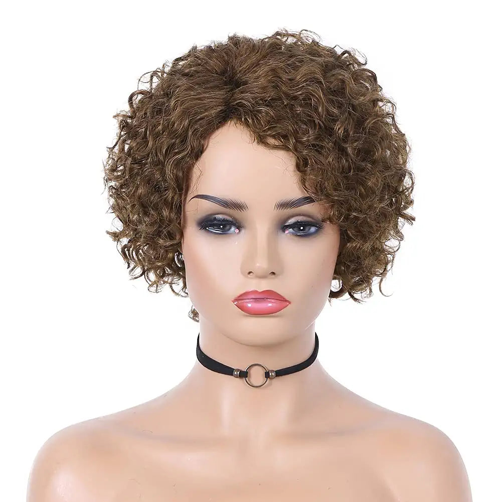 Ombre Honey Blonde Curly Side Part Human Hair Wigs