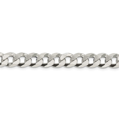Solid 925 Sterling Silver 8.5mm Beveled Curb Cuban Chain Bracelet