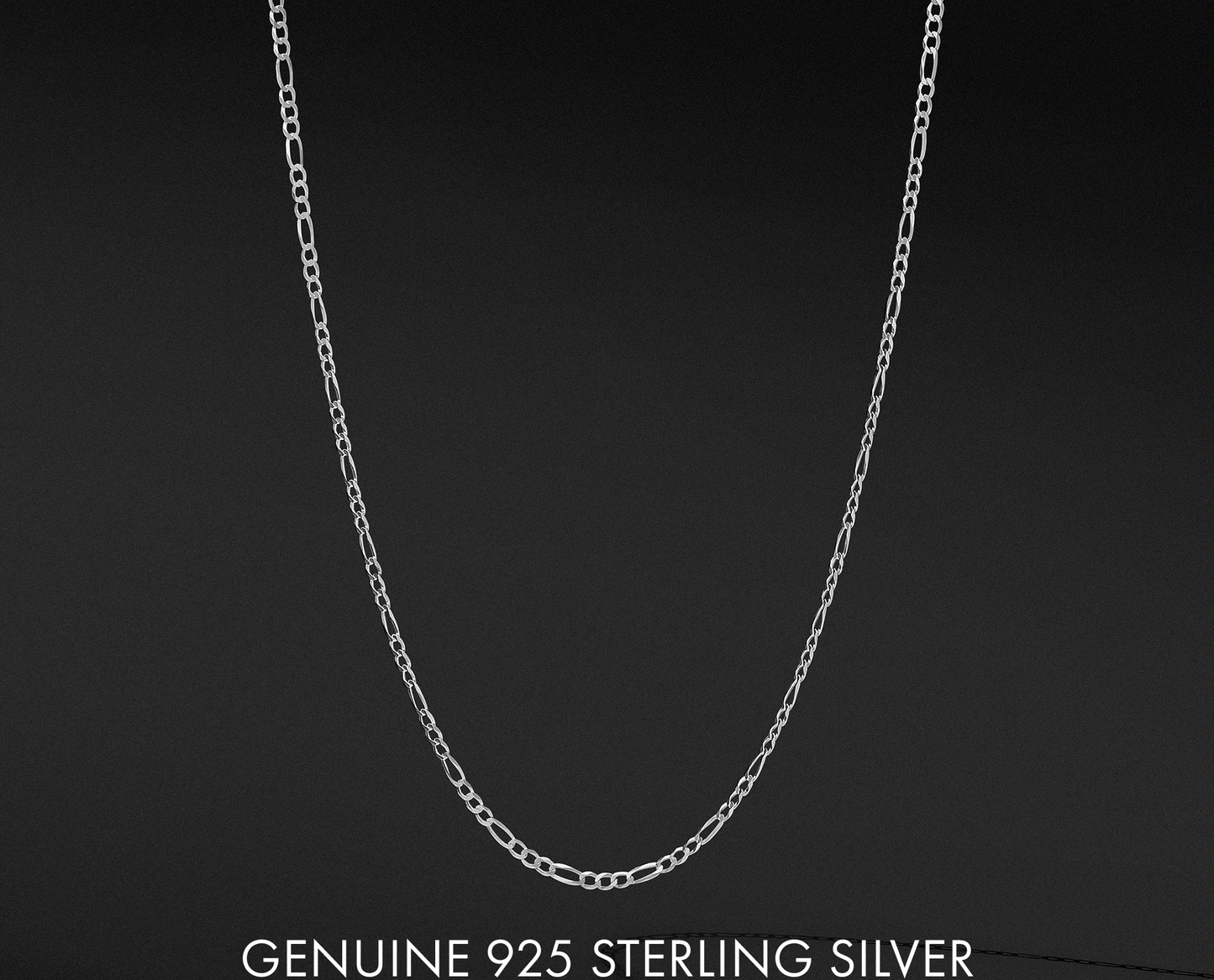 Authentic 925 Sterling Silver 5MM Figaro Link Chain Necklaces, Solid 925 Italy