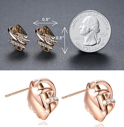 18K Rose Gold Crystal Earrings