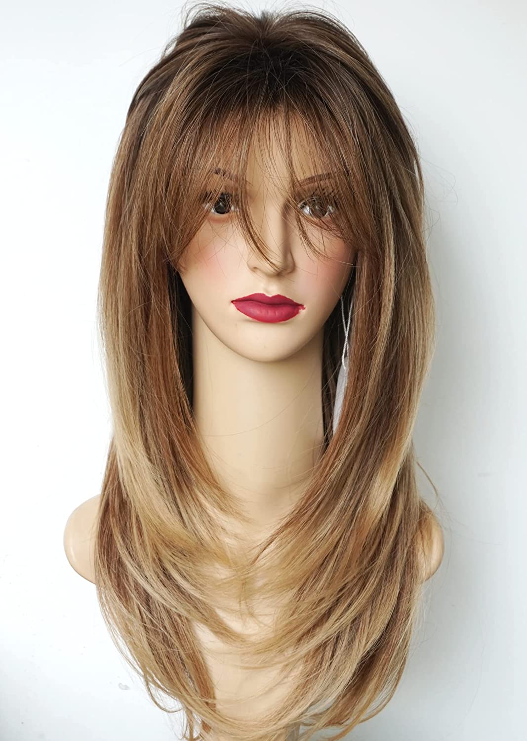 Ombre Brown Long Layered Shoulder Length Wig