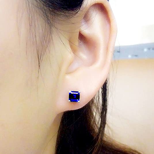 Sapphire 925 Sterling Silver Stud Earring