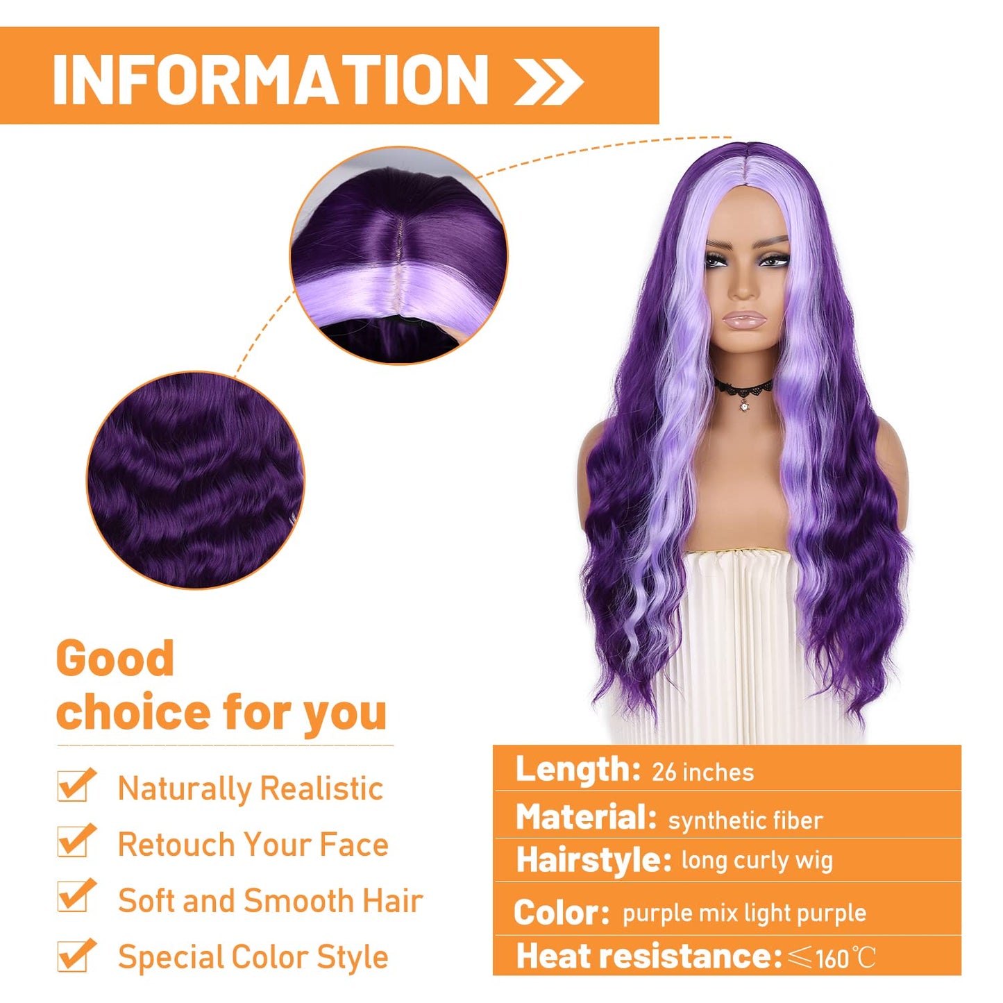 Light Purple Highlight Curly Wig