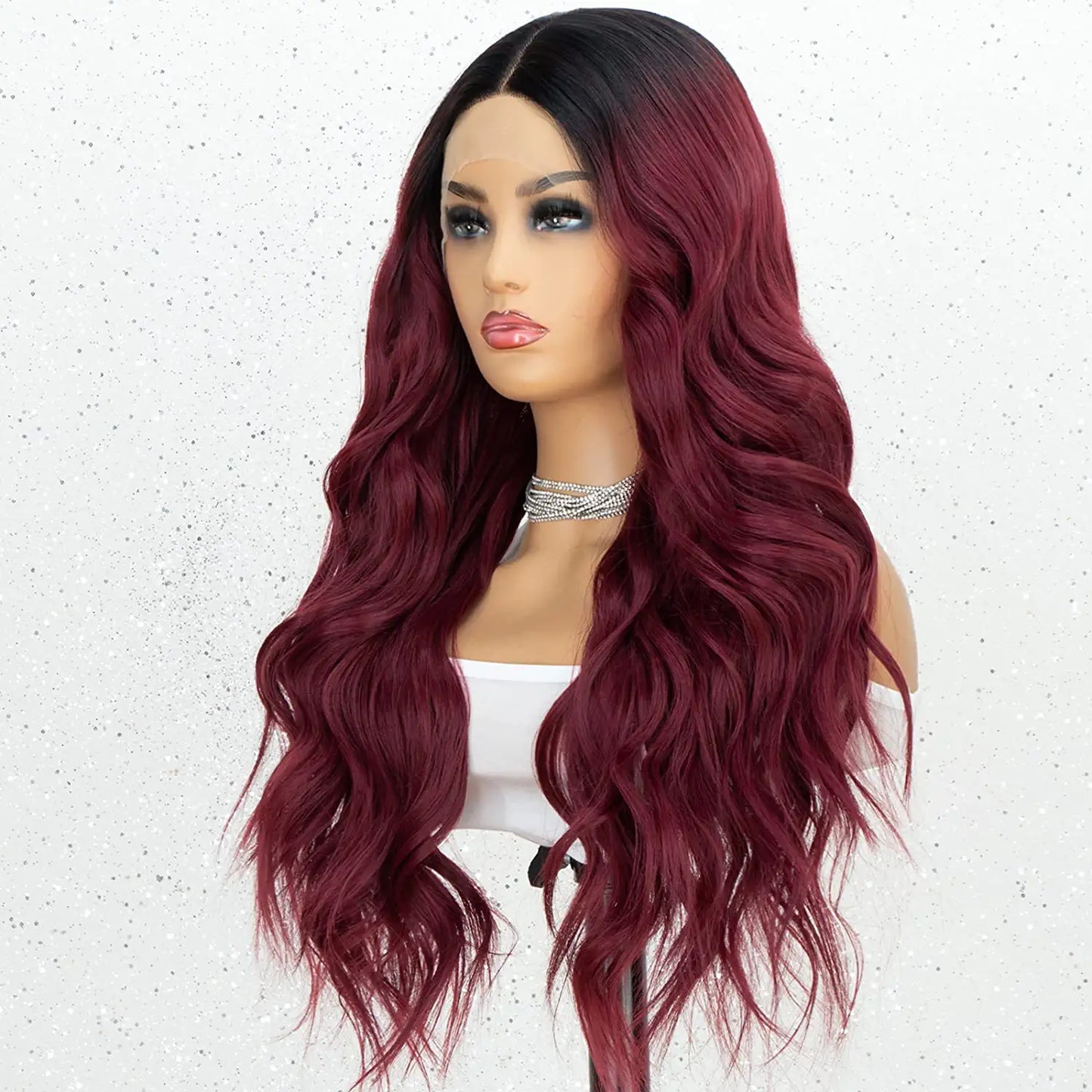 Oombre Burgundy Wavy Curly Lace Front Wig