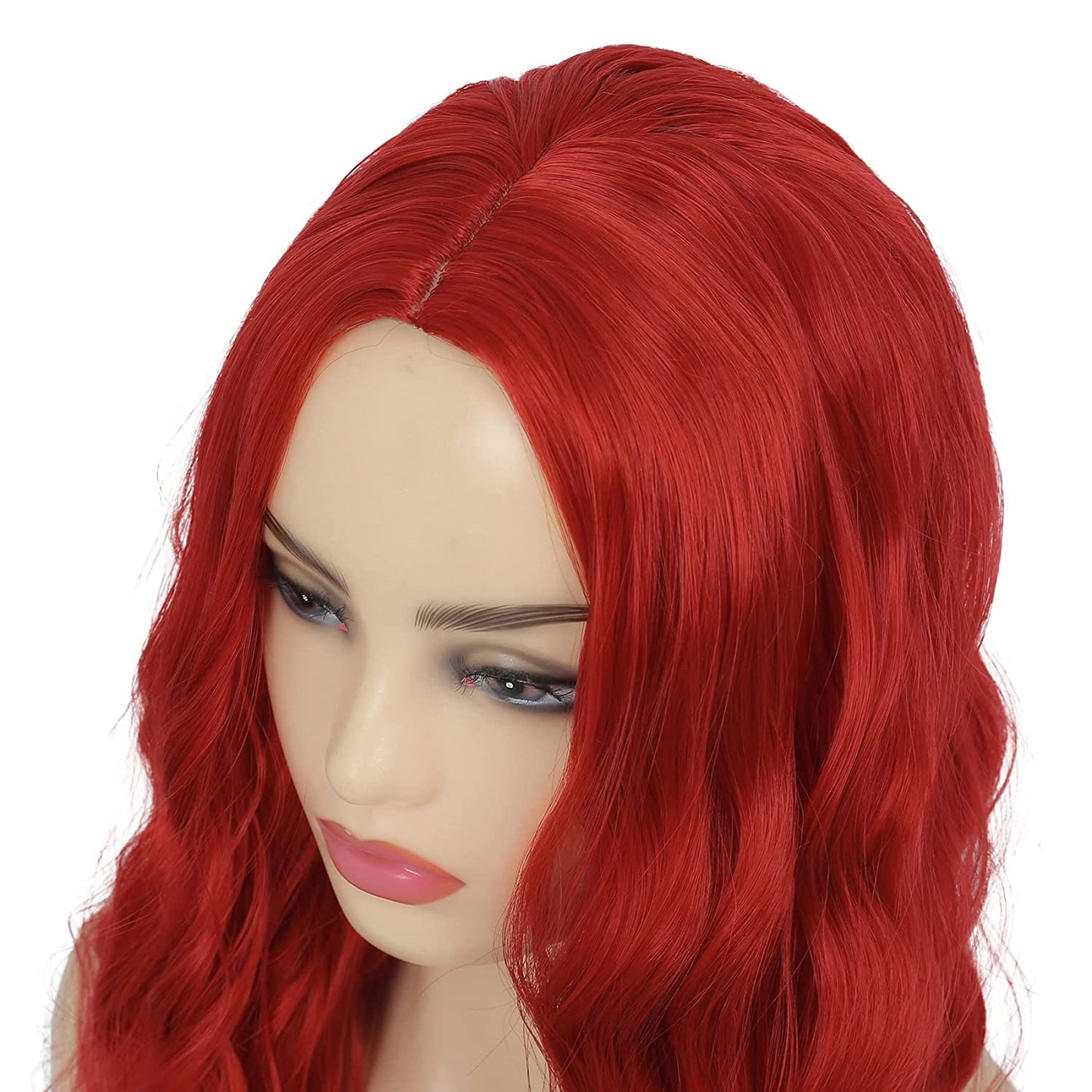 Long Curly Middle Part Red Hair Wig