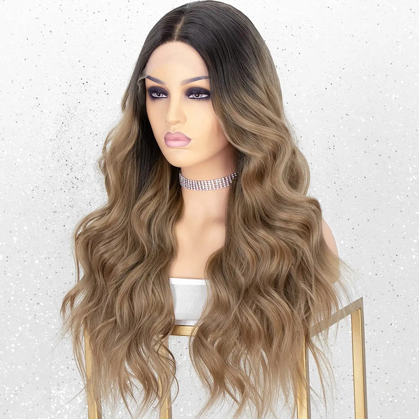 Ombre Dirty Blonde Wavy Middle Part Lace Wig
