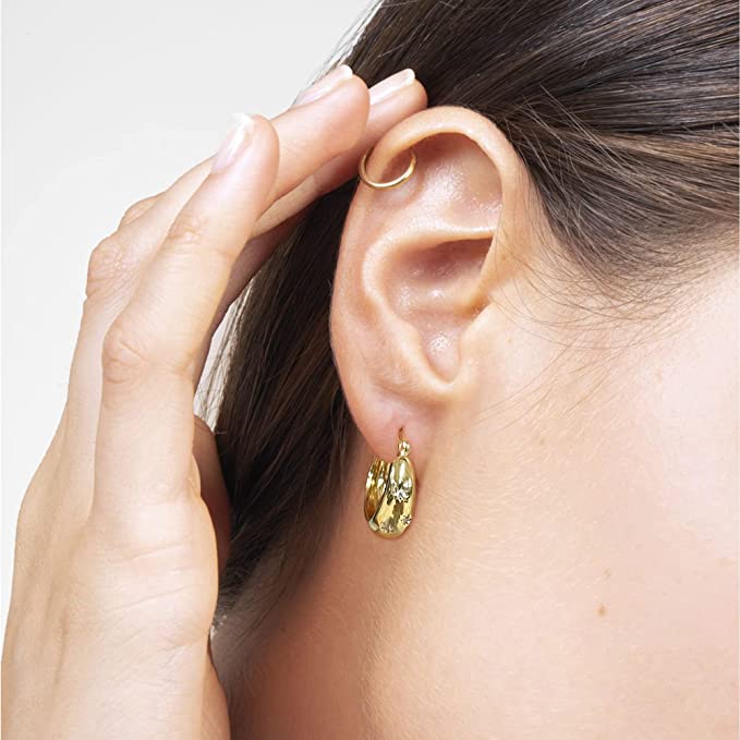 14K Gold CZ Paved Earring