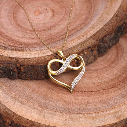 10Karat Yellow , Rose or White Gold Infinity Diamond Necklace For Women