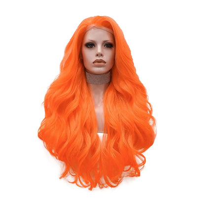 Natural Wave Synthetic Wig for Cosplay Party Wig 26 inches Orange
