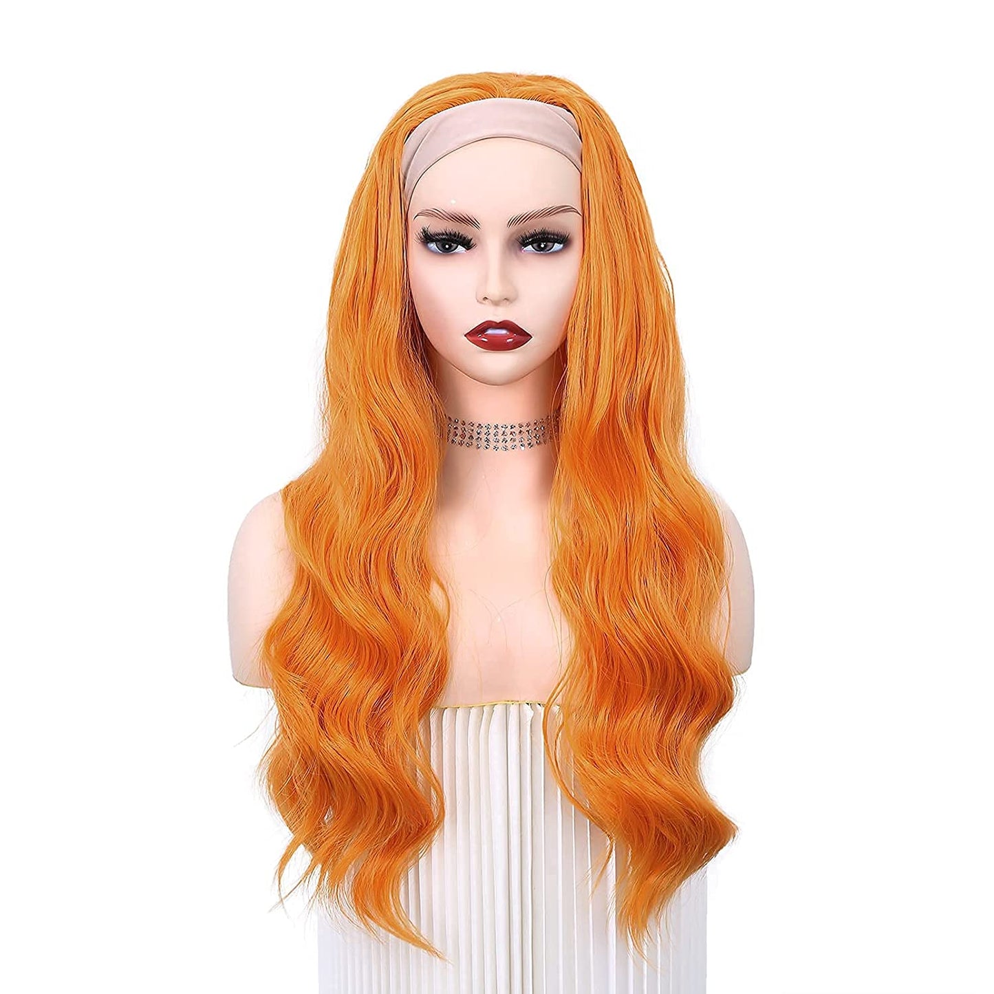  Orange Headband Wig Deep Wave HeadBand Wig Long wavy Wigs Long Curly Wavy Hair Wigs 