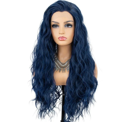 Long Blue Wavy Lace Front Wig