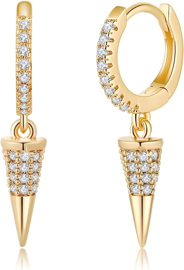 Gold Spike Huggie Hoop Earrings