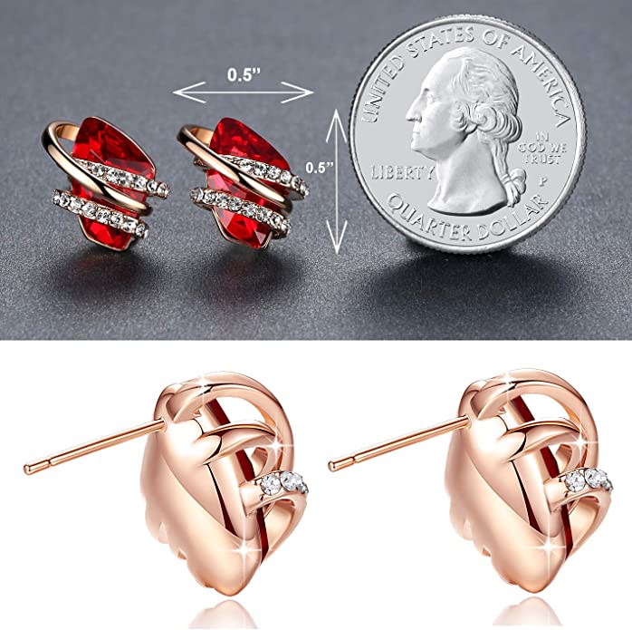 18K Rose Gold January July Birthstone-Ruby Red Earrings