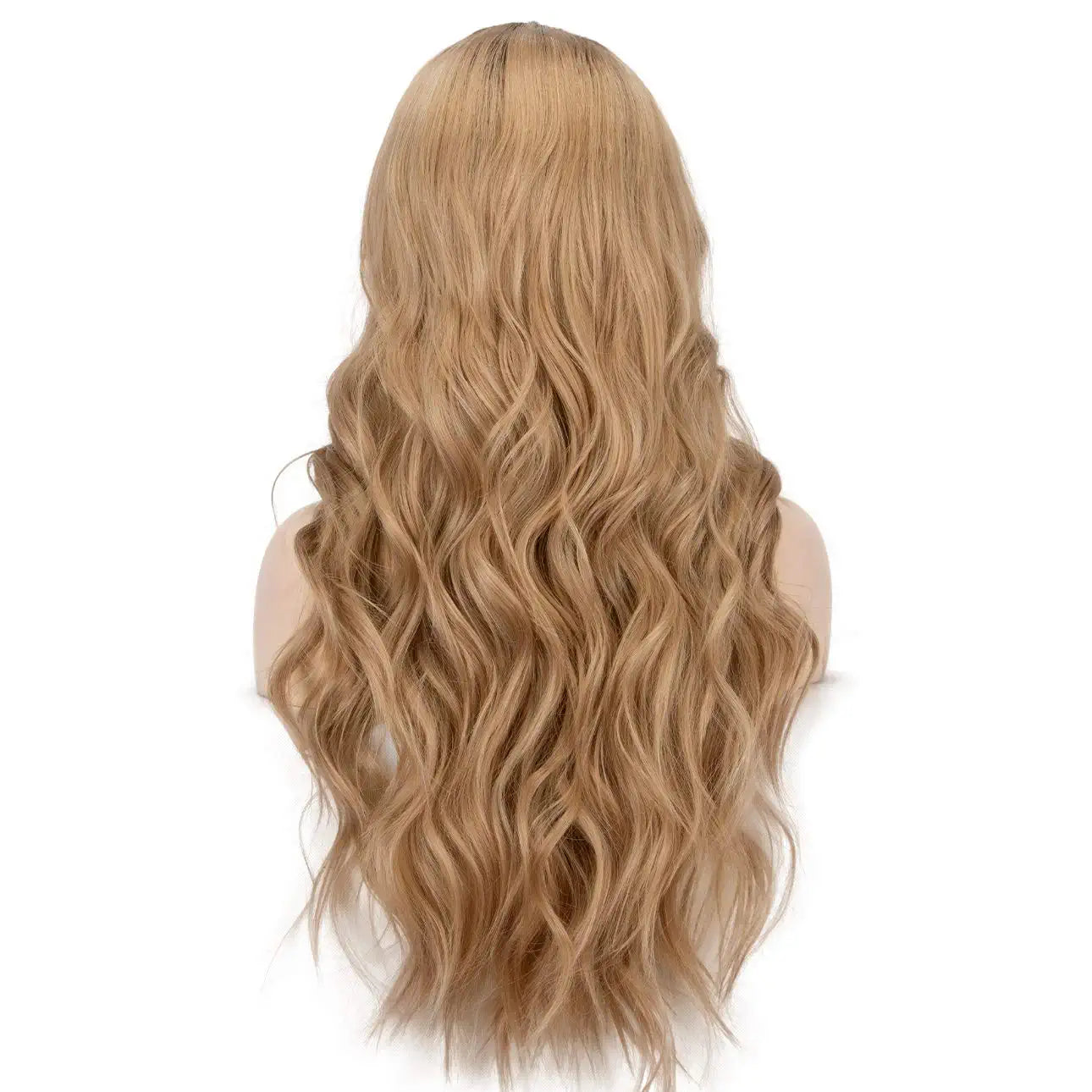 Ombre Blonde Black Roots Middle Part Lace Wig