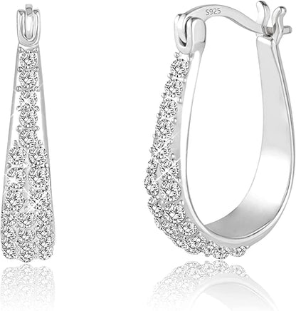 Silver Oval Hoop Earrings-Women Fashion Jewelry