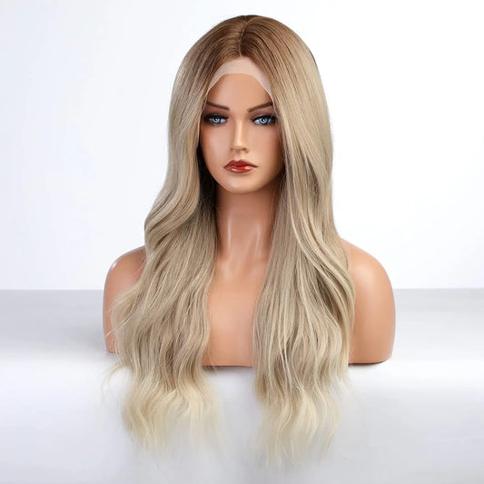 Ombre Ash Blonde Middle Part Lace Wig