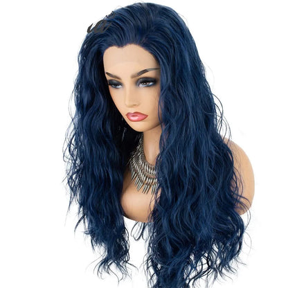 Long Blue Wavy Lace Front Wig