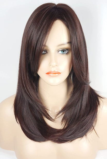 Long Brown Layered Shoulder Length Wig