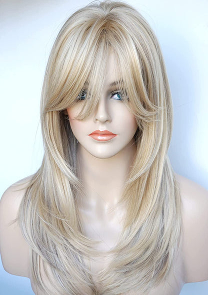 Ash Blonde Highlight With Bangs