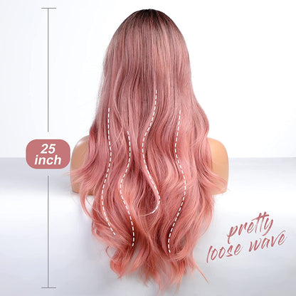 Ombre Pink Middle Part Lace Wig