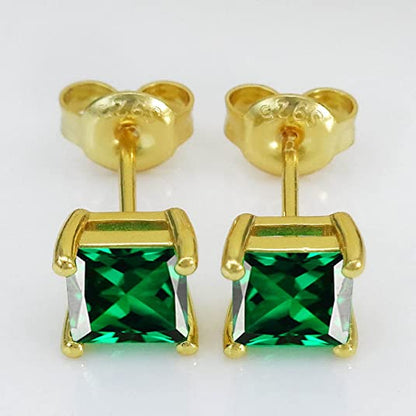 925 Sterling Silver 18k White Gold Plated Gold+Green