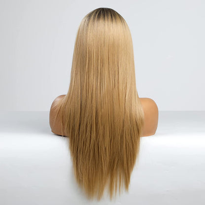 Ash Blonde Straight Long Lace Front Wig