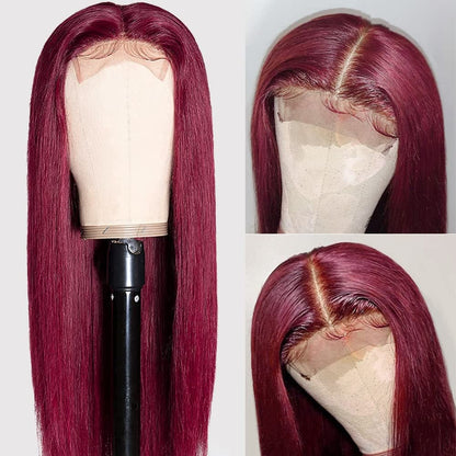 HD Lace 99J Burgundy Straight Human Hair Wig For Women