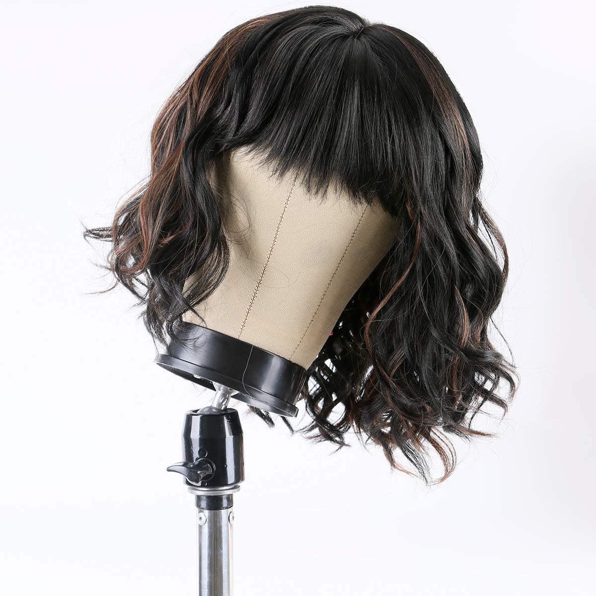bob hairstyles with bangs,bobs for thin hair with bangs short bob with bangs parisian bob,parisian bob hair wigs with bangs,wigs for white women,short hair with layers,Black bob Wig Length: 12 inch Full Machine Wig