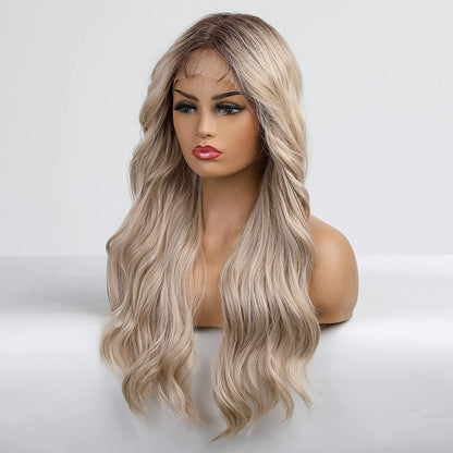 Long Ombre Light Blonde Middle Part Wig