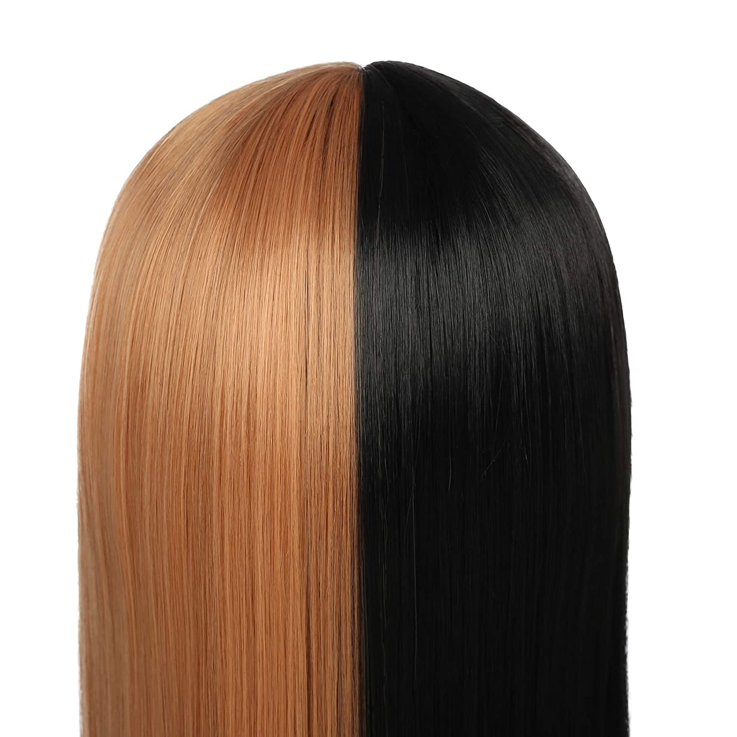 Split Dye Blonde Black Wigs With Bangs Sheer Beaut Jewelry