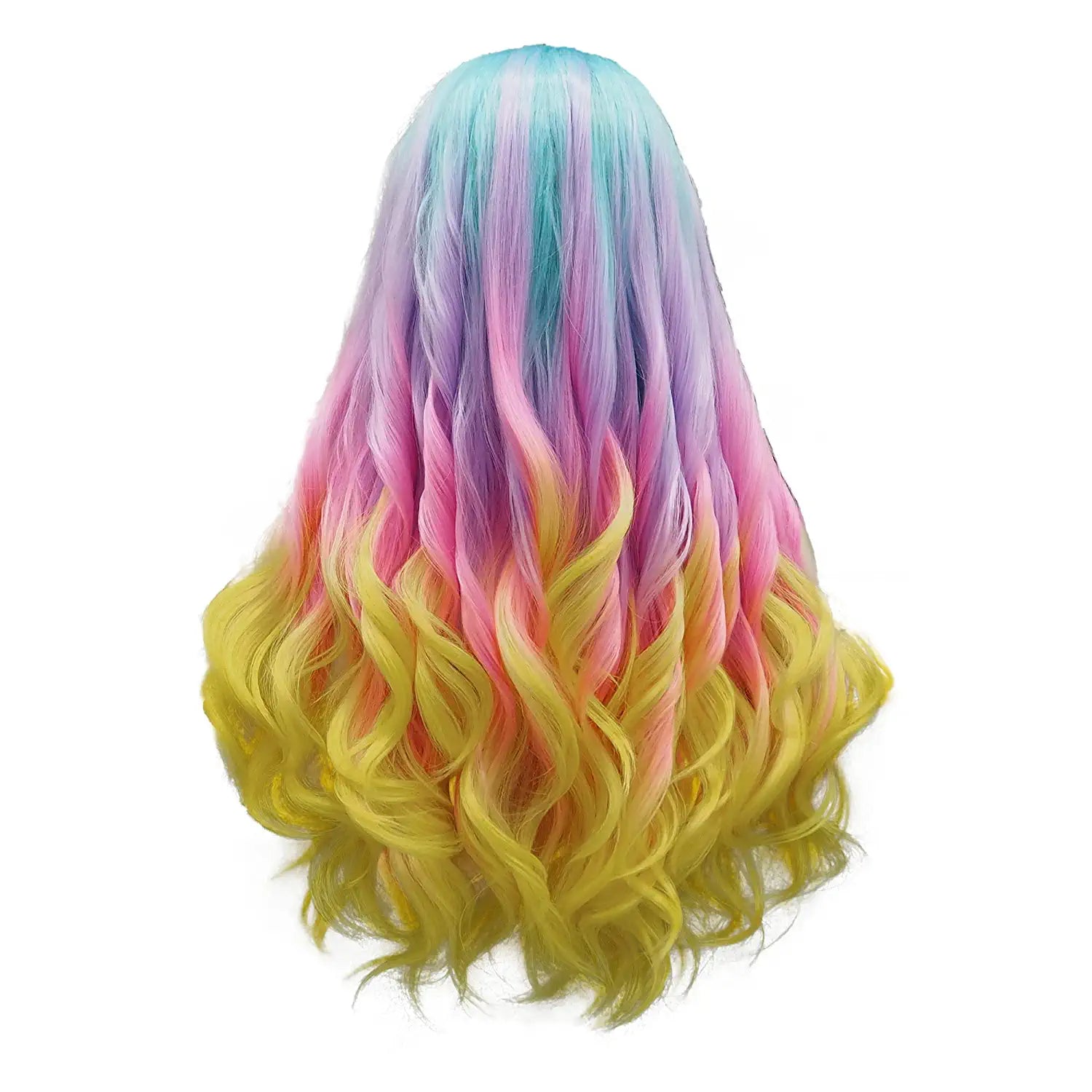 Blue+purple+pink+yellow Rainbow lace wig
