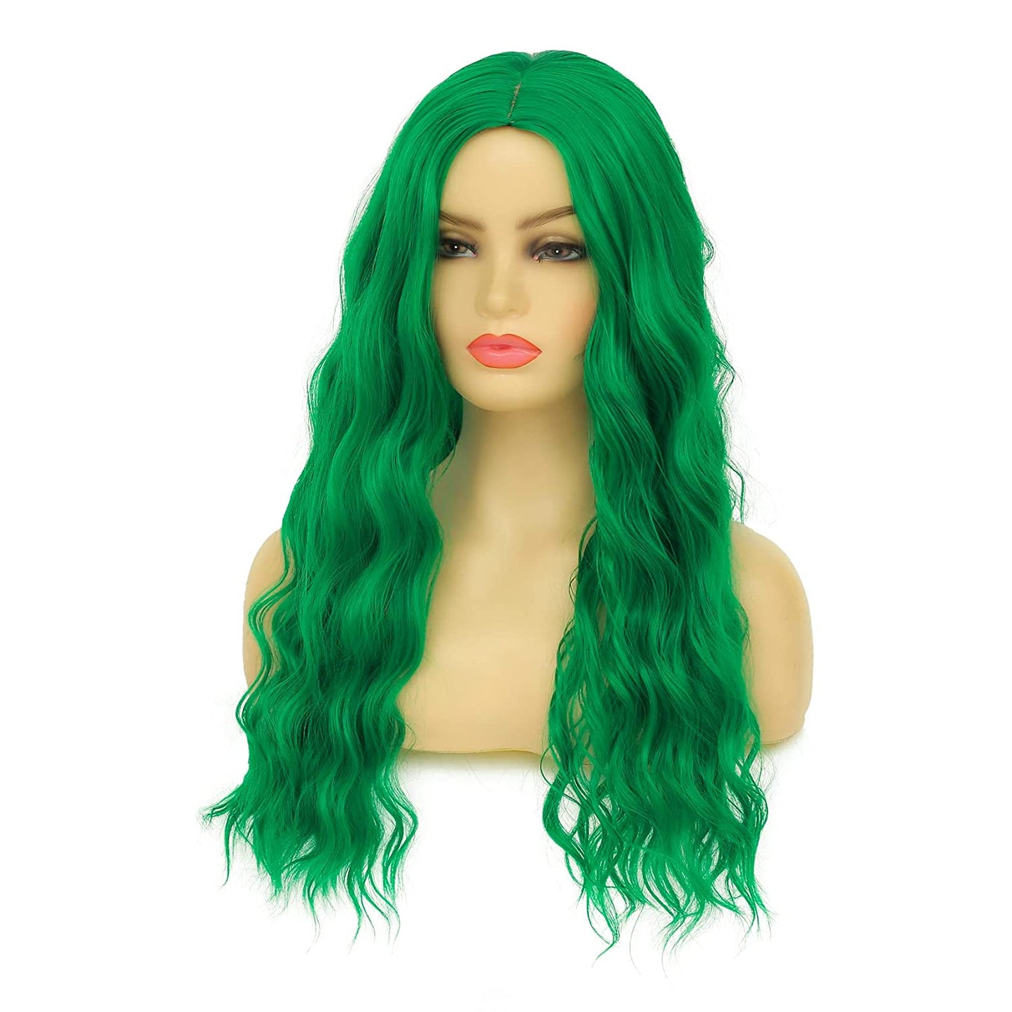 Long Curly Wavy Cute Wigs Middle Part Synthetic Hair Wigs Halloween Cosplay Daily Party Wigs