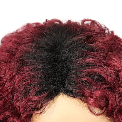 Burgundy Deep Wave Side Part Human Hair Wigs