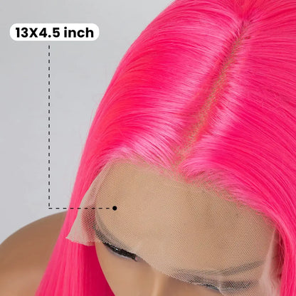 Hot Pink Long Straight Lace Front Wig